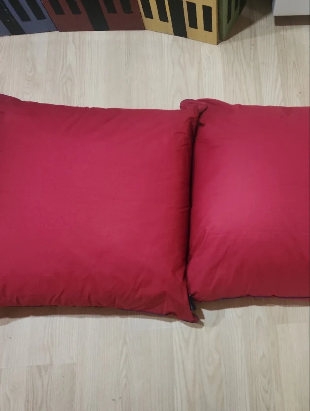 Nautica Red Square Floor Cushion with Navy Logo23x23
